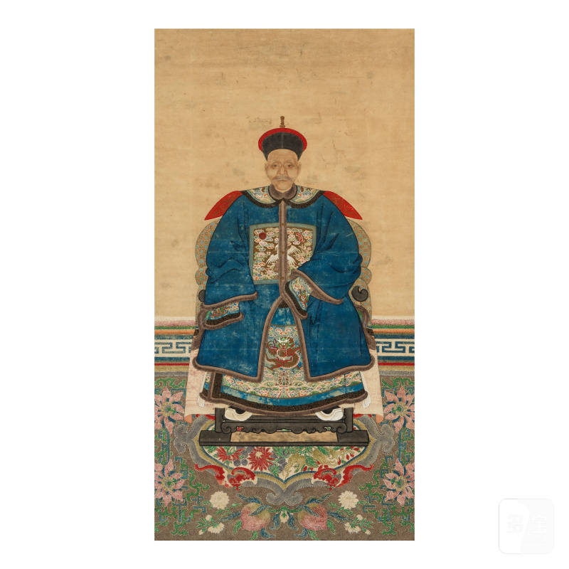 佚名 清代官人肖像 設色紙本 畫框 | ANONYMOUS (QING DYNASTY)